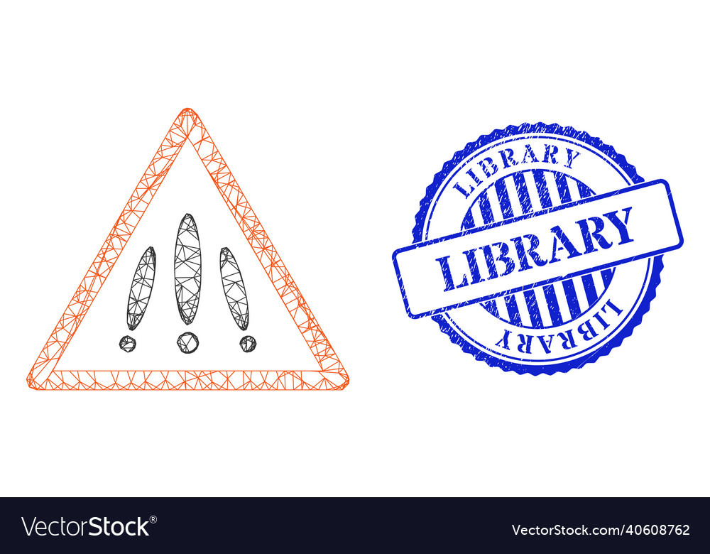 Distress library stamp and net multiple danger vector image Distress library stamp and net multiple danger