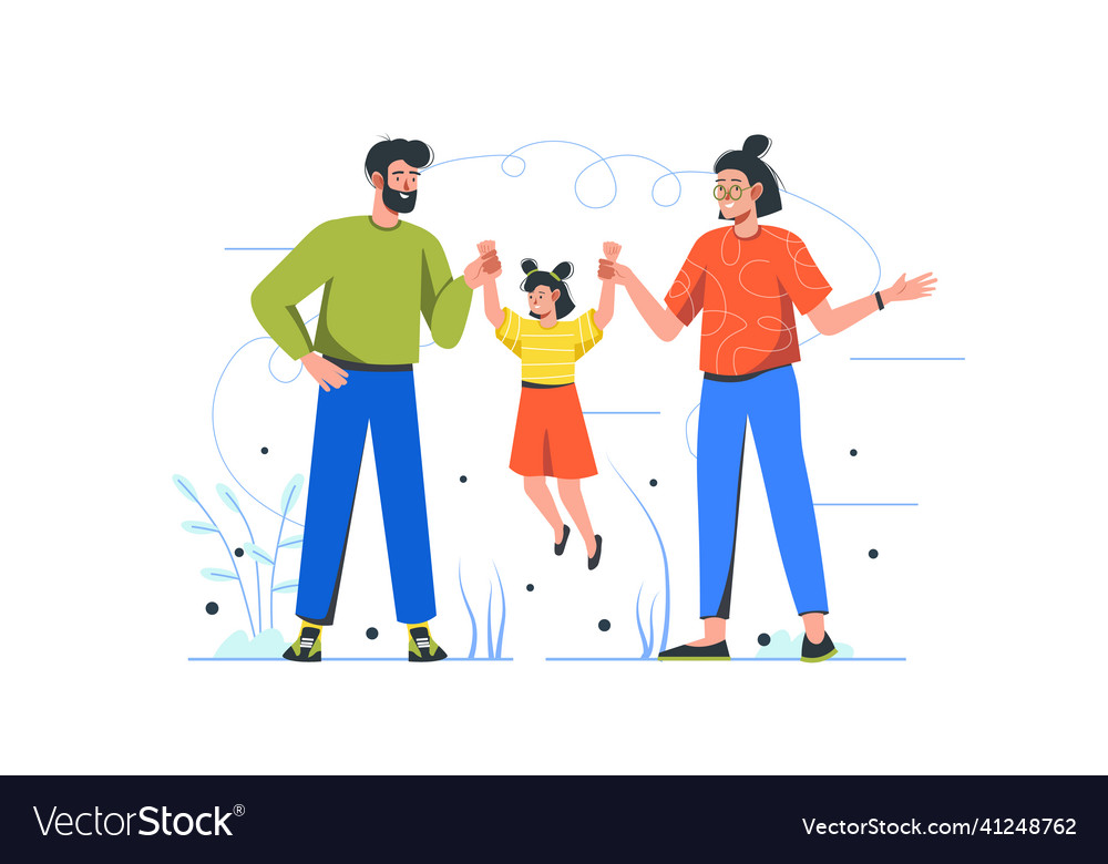 Healthy family modern flat concept vector image Healthy family modern flat concept