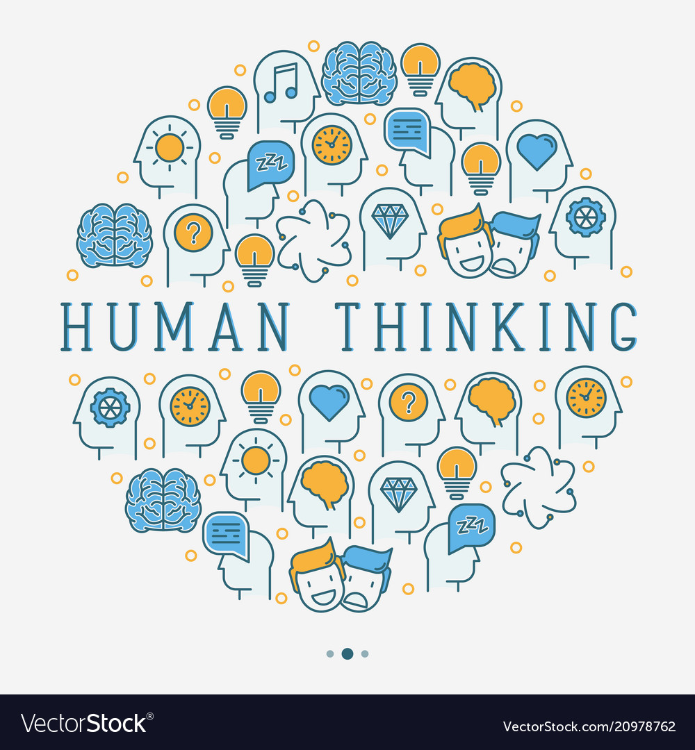 Human thinking concept in circle