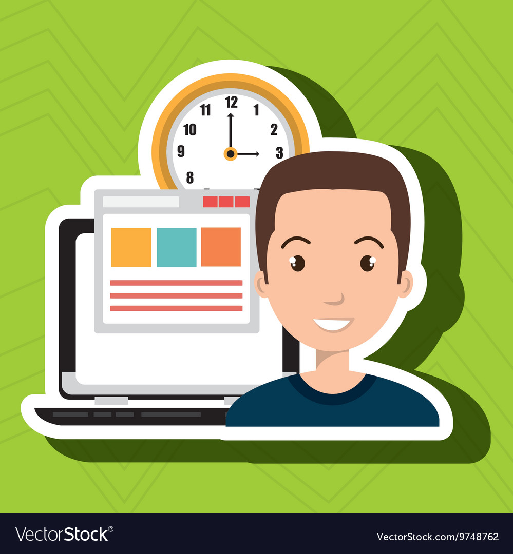 Man and computer isolated icon design Royalty Free Vector