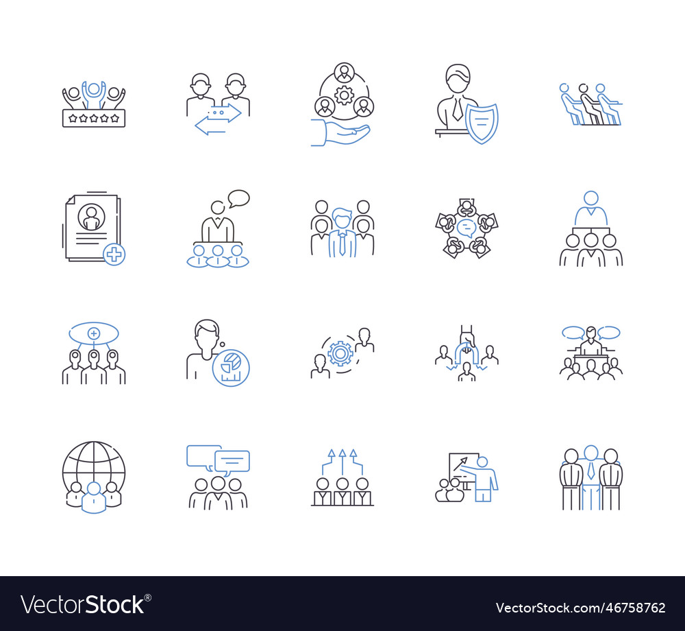 Management office outline icons collection vector image Management office outline icons collection