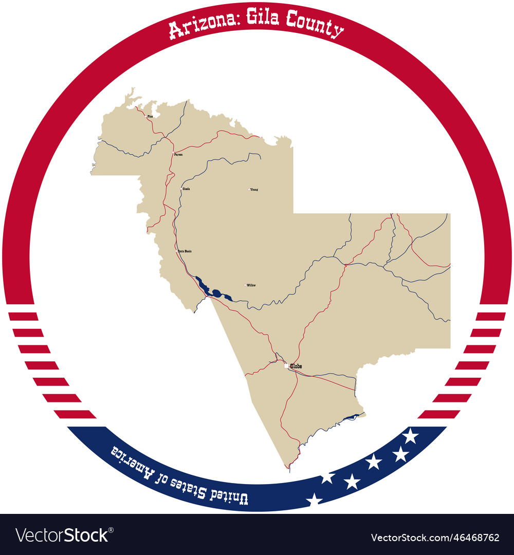 Map of gila county in arizona usa