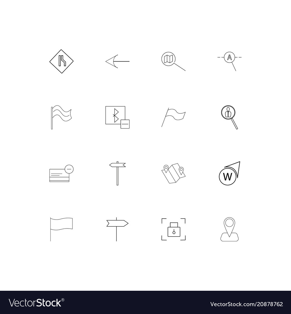 Maps and navigation linear thin icons set
