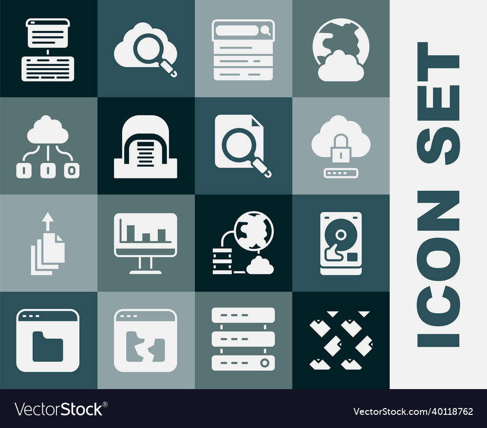Set data stream hard disk drive hdd cloud Vector Image Set data stream hard disk drive hdd cloud