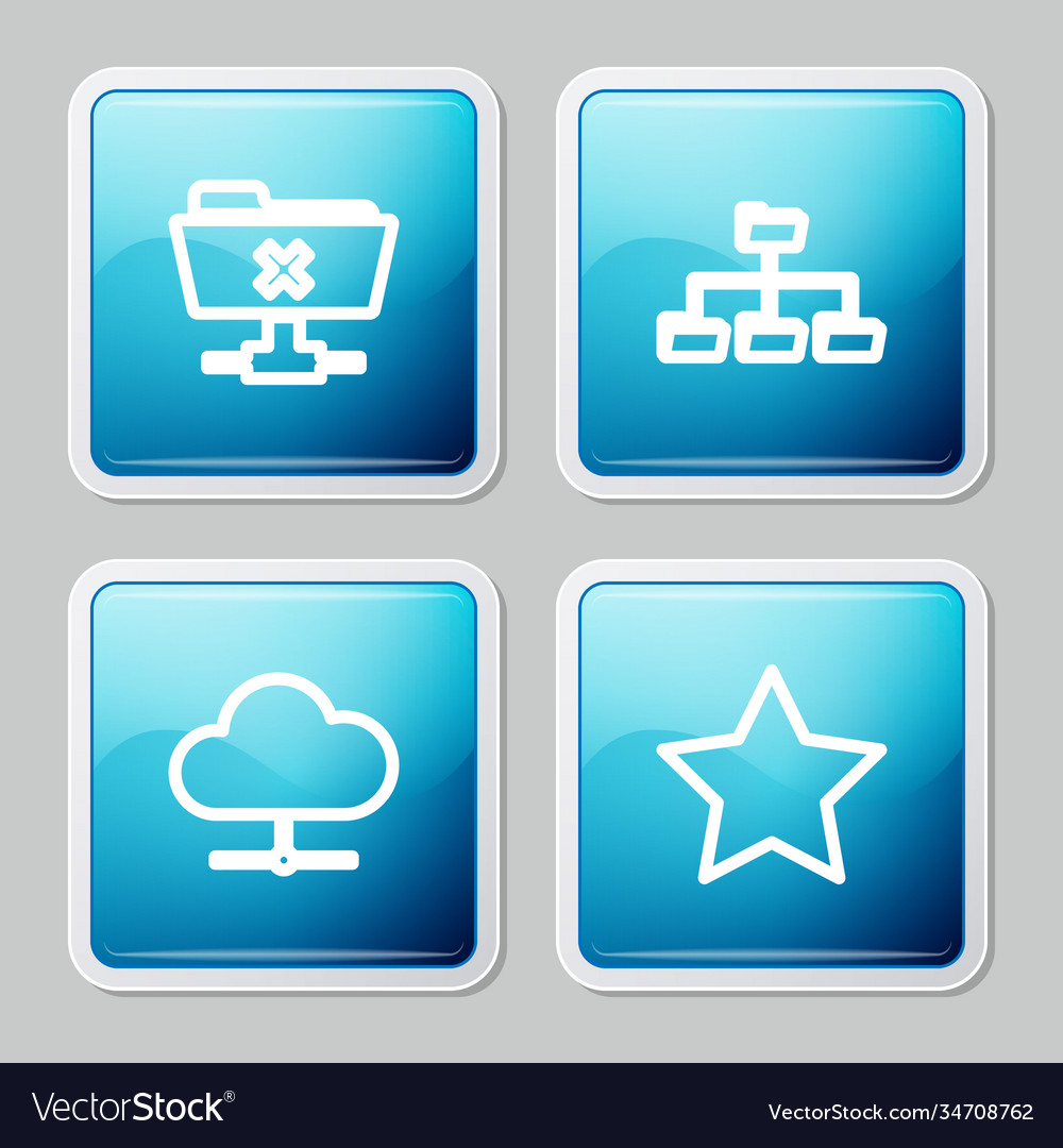 Set line ftp cancel operation folder tree vector image Set line ftp cancel operation folder tree