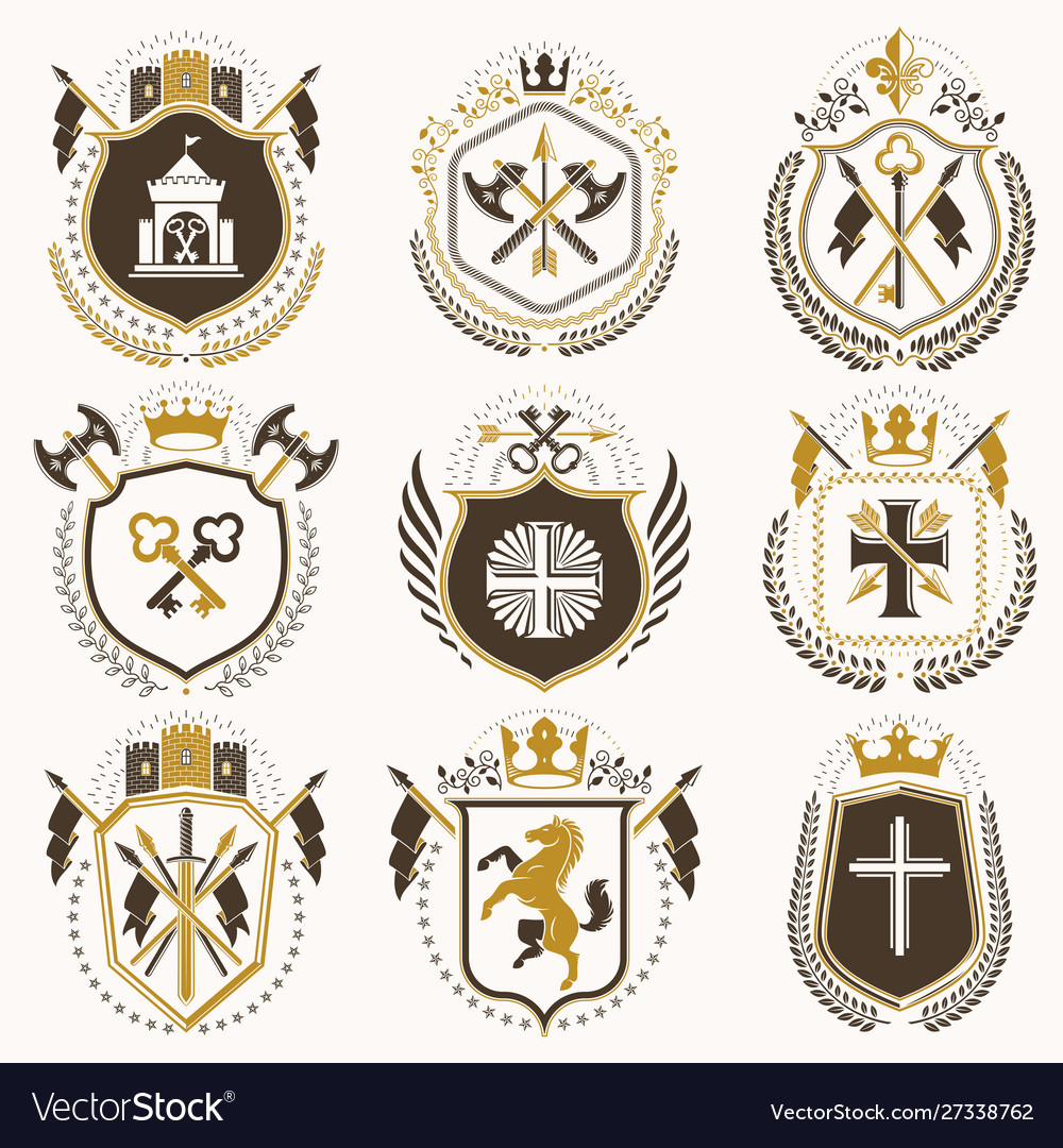 Vintage heraldic coat arms designed in award