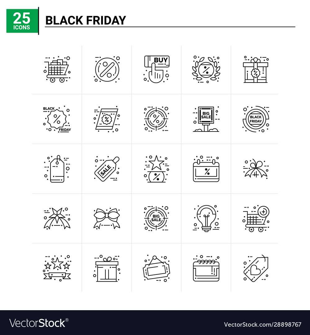 25 black friday icon set background