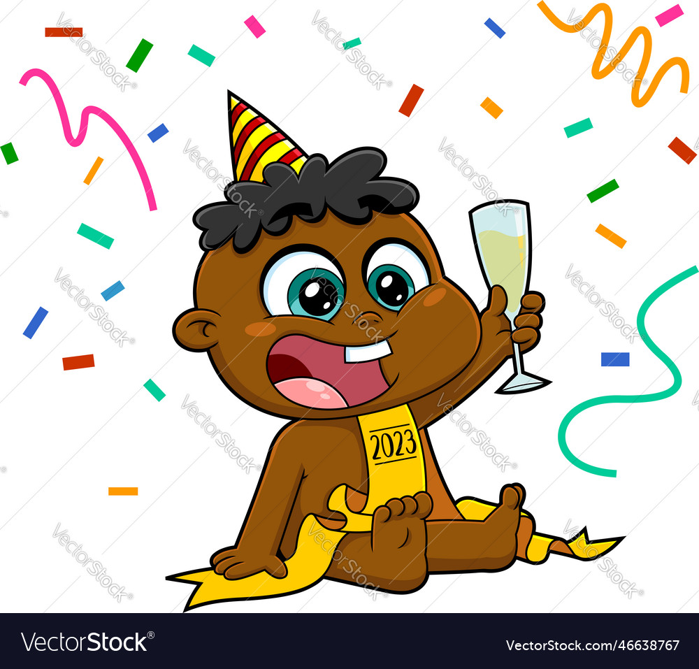 African american new year baby cartoon character