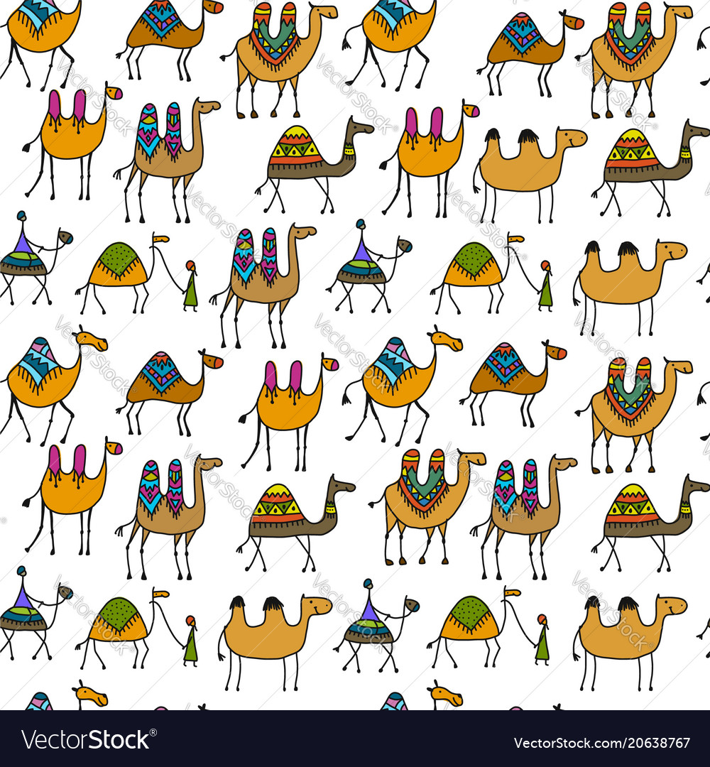 Camels caravan seamless pattern for your design