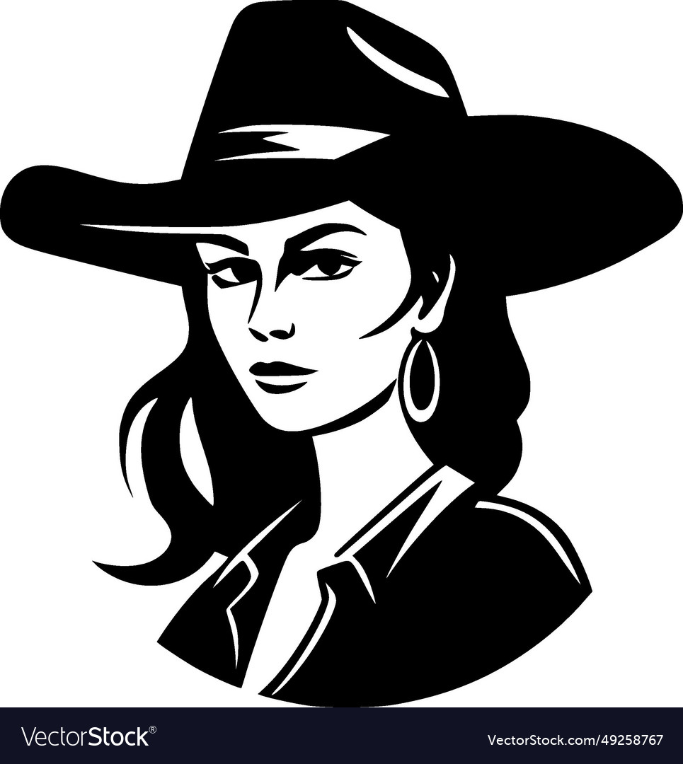 Cowgirl - black and white isolated icon