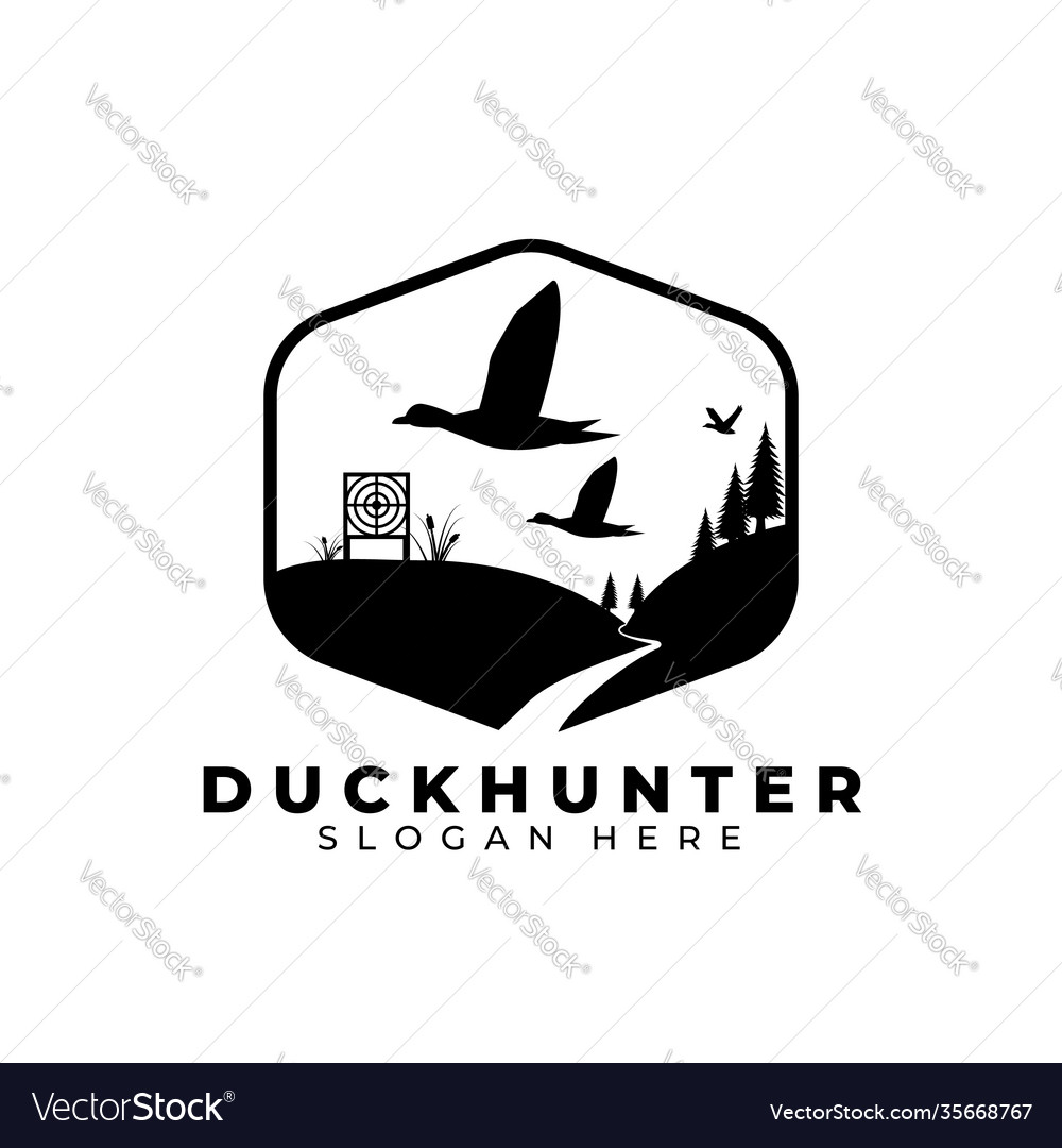 Duck hunt logo template design hunter