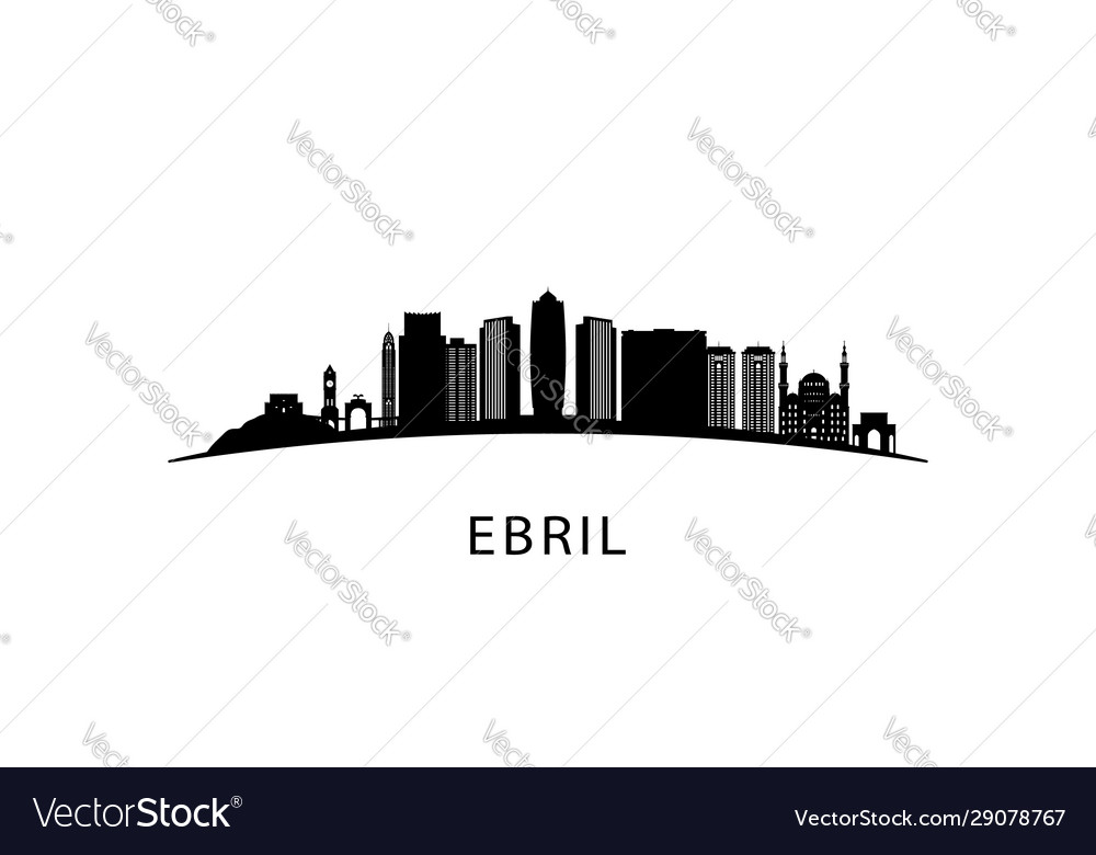 Erbil Stadt Skyline schwarze Stadtlandschaft isoliert