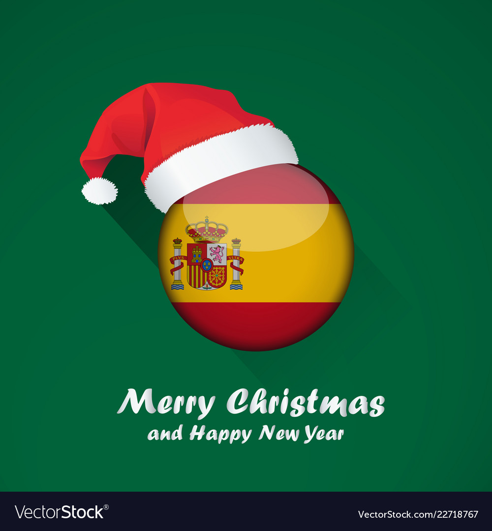 Flagge von spain merry weihnachten und glücklich neues Jahr