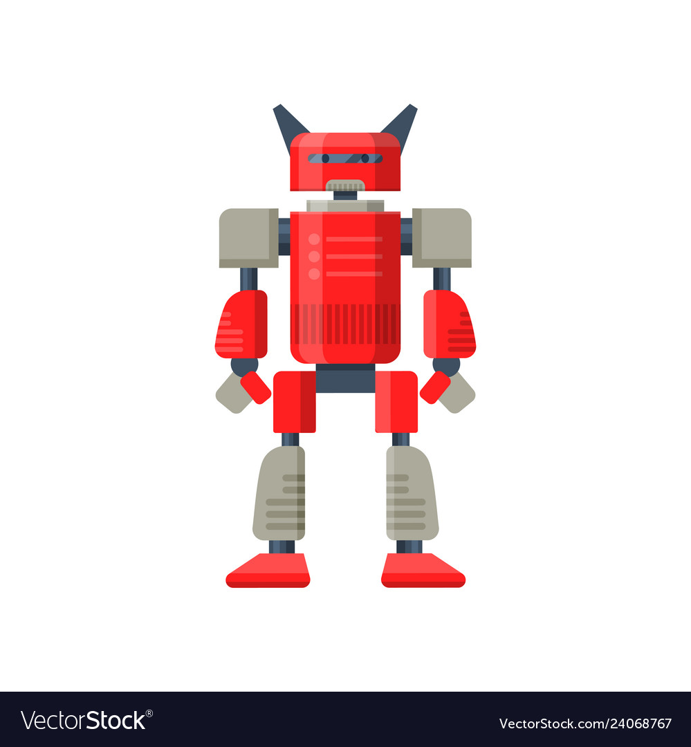 Flat of red robot transformer futuristic