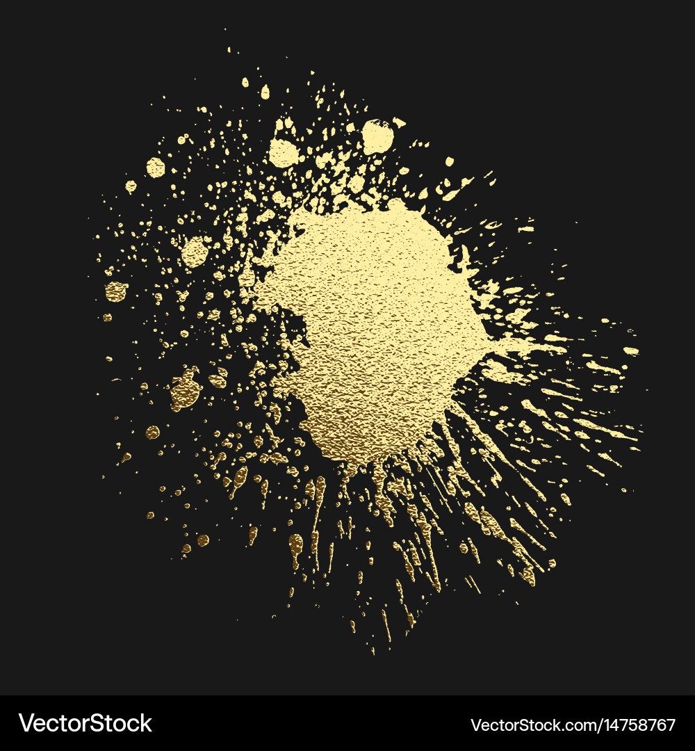 Gold acrylic paint on black background Royalty Free Vector