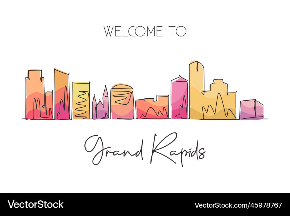 One single line drawing visit grand rapids city Vector Image