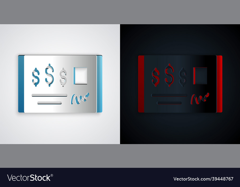 Paper cut blank template of the bank check and pen