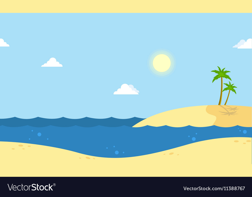 Seaside beautiful scenery cartoon Royalty Free Vector Image