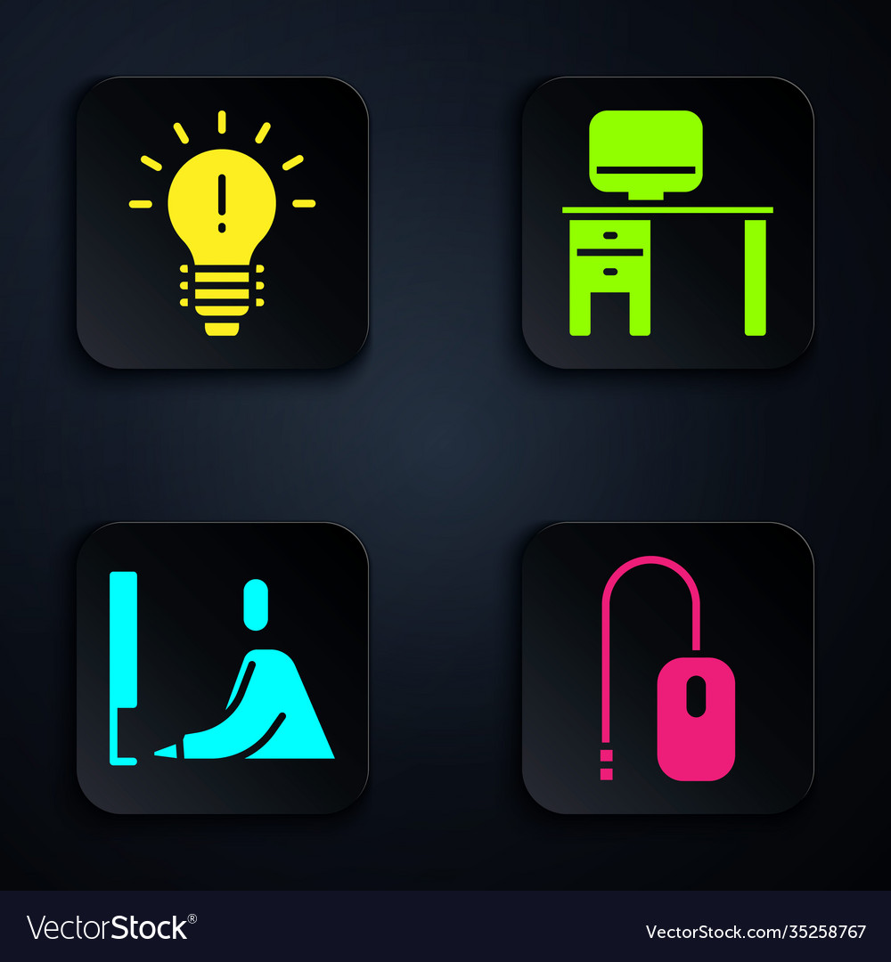 Set computer mouse light bulb with concept vector image Set computer mouse light bulb with concept