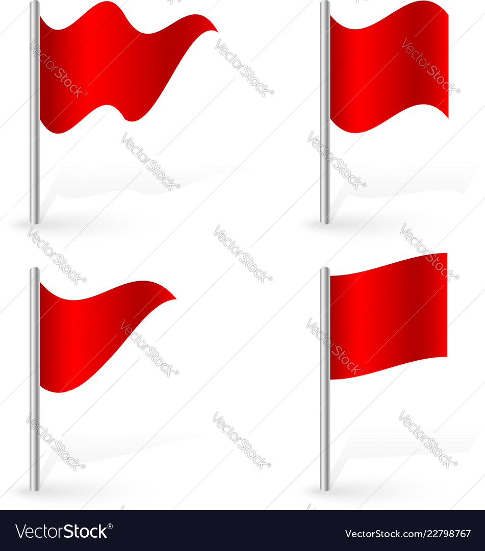 Set of red flags different effects 2 kind vector image Set of red flags different effects 2 kind