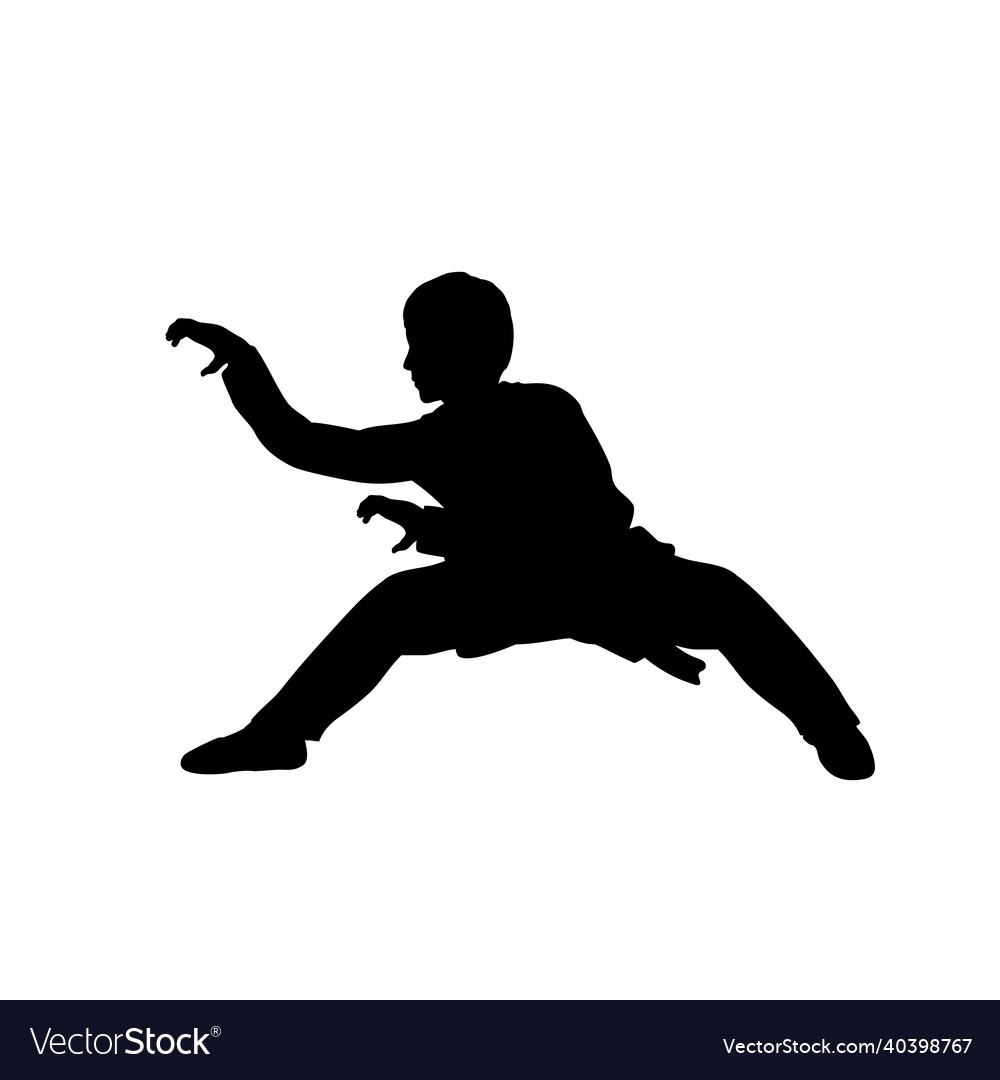 Silhouette of man train martial arts dragon pose Vector Image