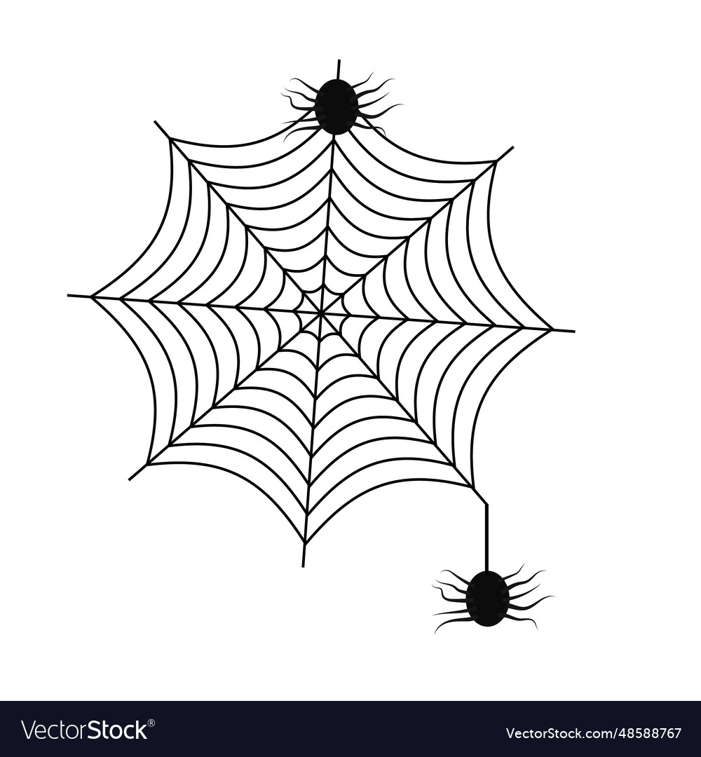 Spider with web icon two make a net halloween