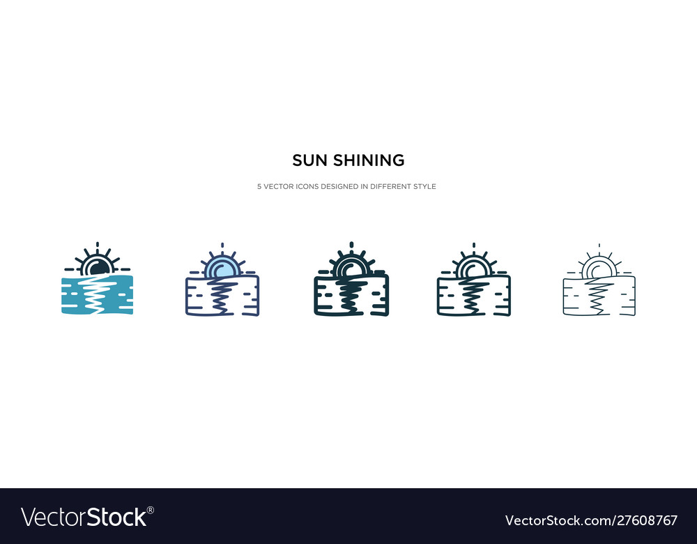 Sun shining icon in different style two colored