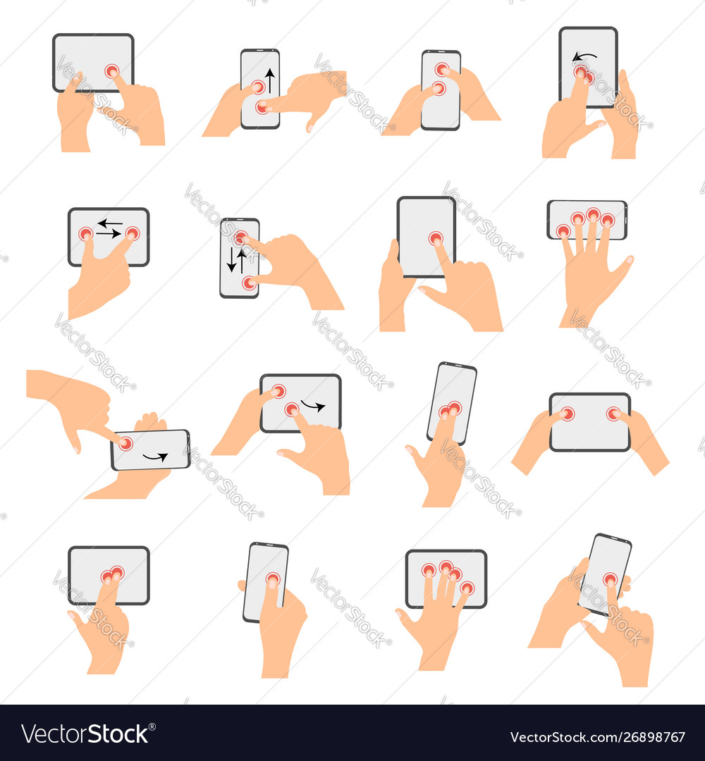 Touchscreen Hand Gestures Collection Royalty Free Vector