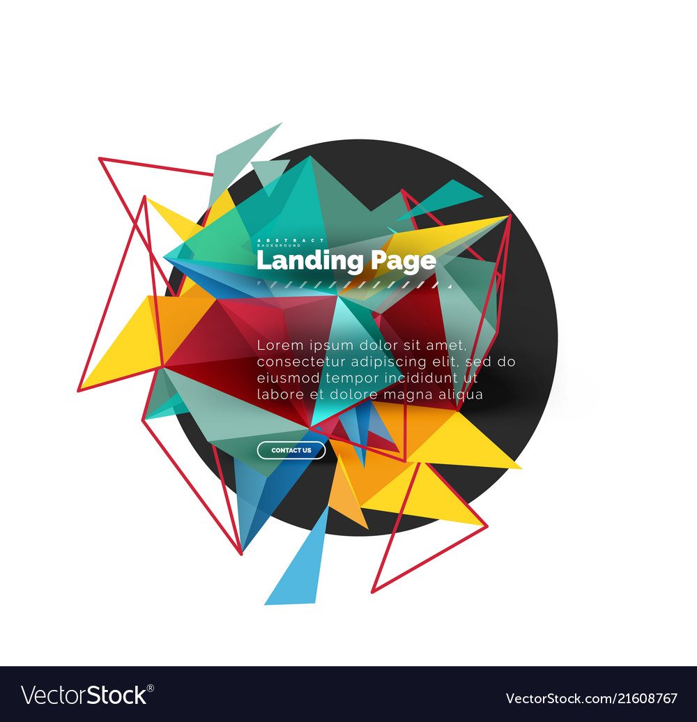 Triangular design abstract background landing vector image Triangular design abstract background landing