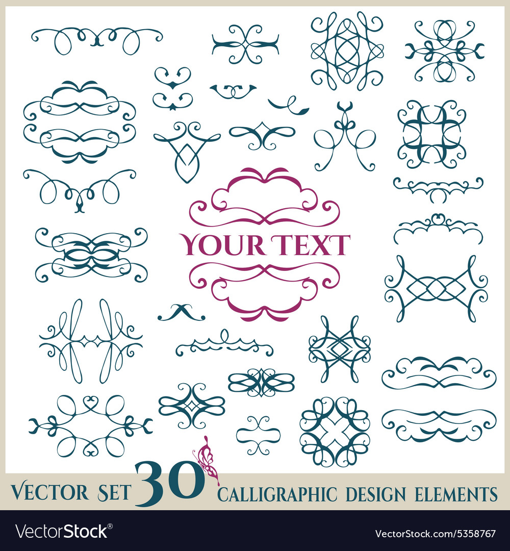 Valentines day set calligraphic design elements