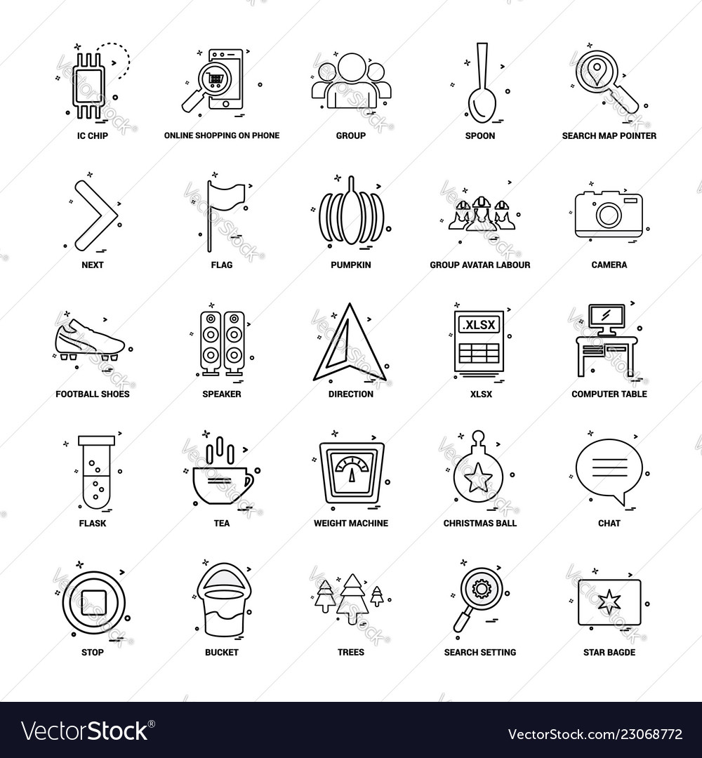 25 business concept mix line icon set