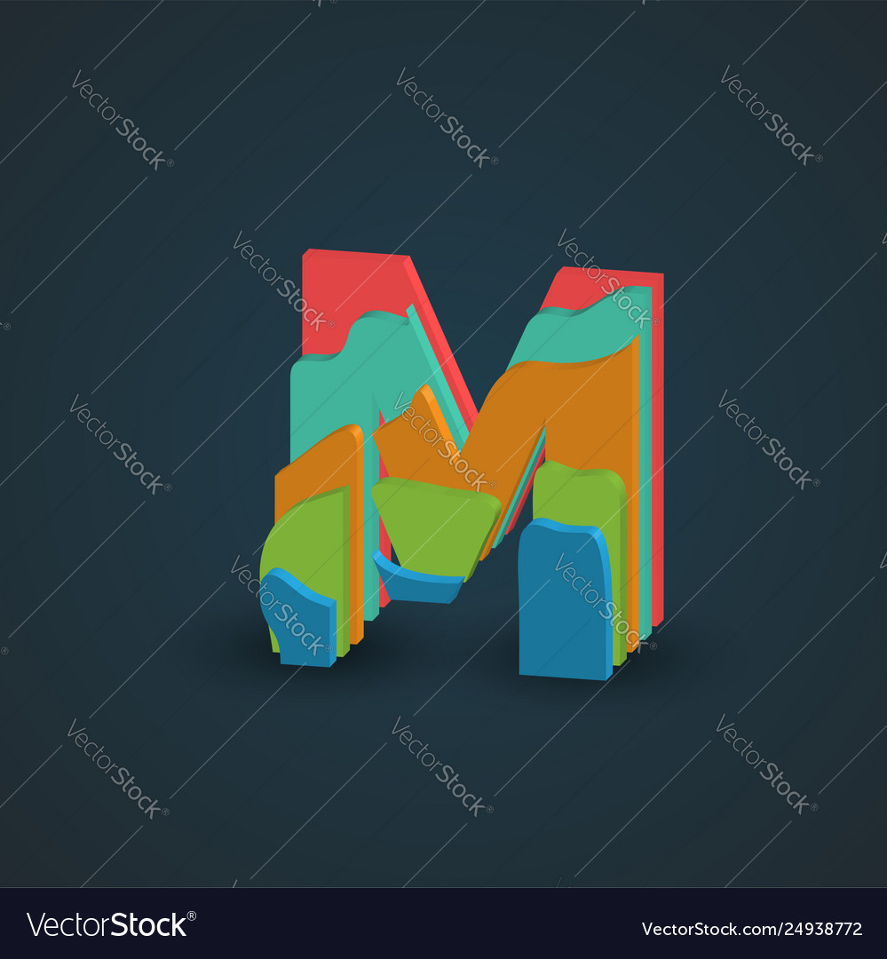 3d colorful layered character from a fontset vector image 3d colorful layered character from a fontset