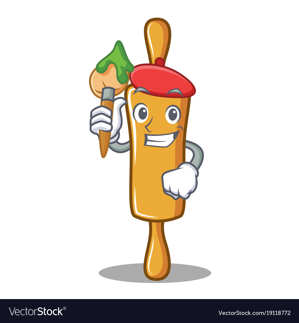 Artist rolling pin character cartoon