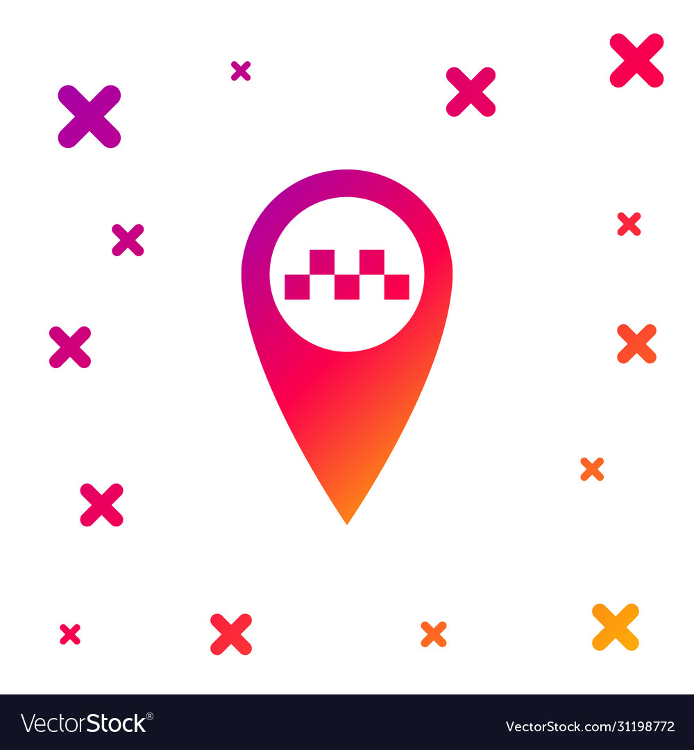 Color map pointer with taxi icon isolated on white vector image Color map pointer with taxi icon isolated on white