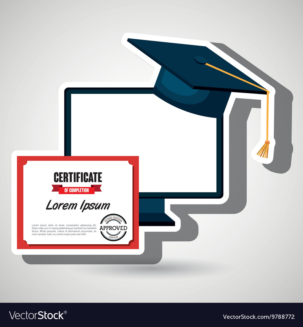 Computer and certificate isolated icon design Vector Image