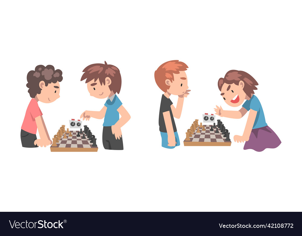 Children play chess Royalty Free Vector Image - VectorStock