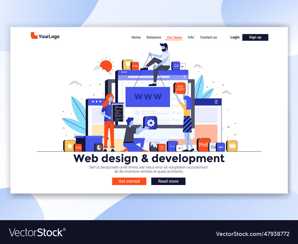 Flat modern design of website template - web
