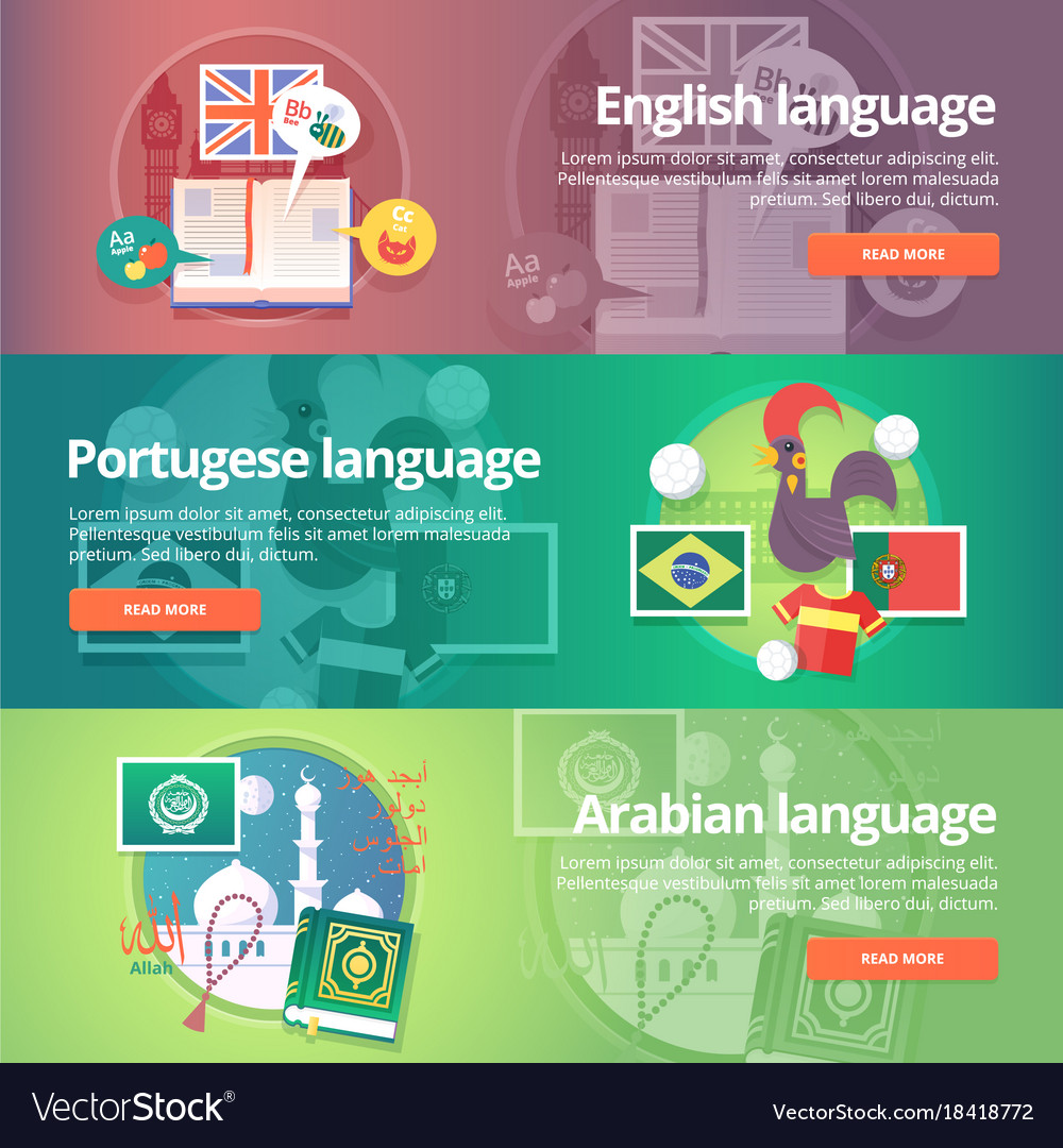 Foreign languages learning banner set design