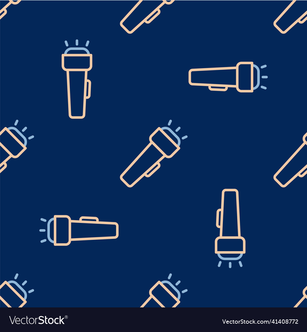 Line flashlight icon isolated seamless pattern vector image Line flashlight icon isolated seamless pattern