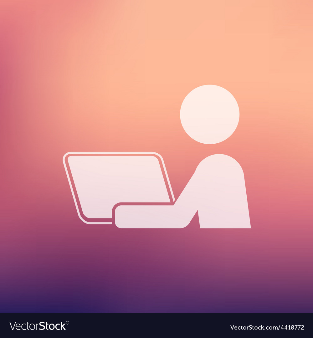Man at Computer Icon - Flat Style