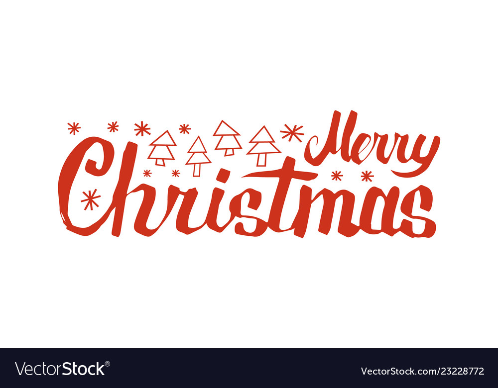 Merry Christmas Inscription with Snowflakes