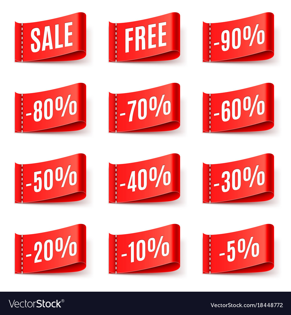 Red sale tags Royalty Free Vector Image - VectorStock