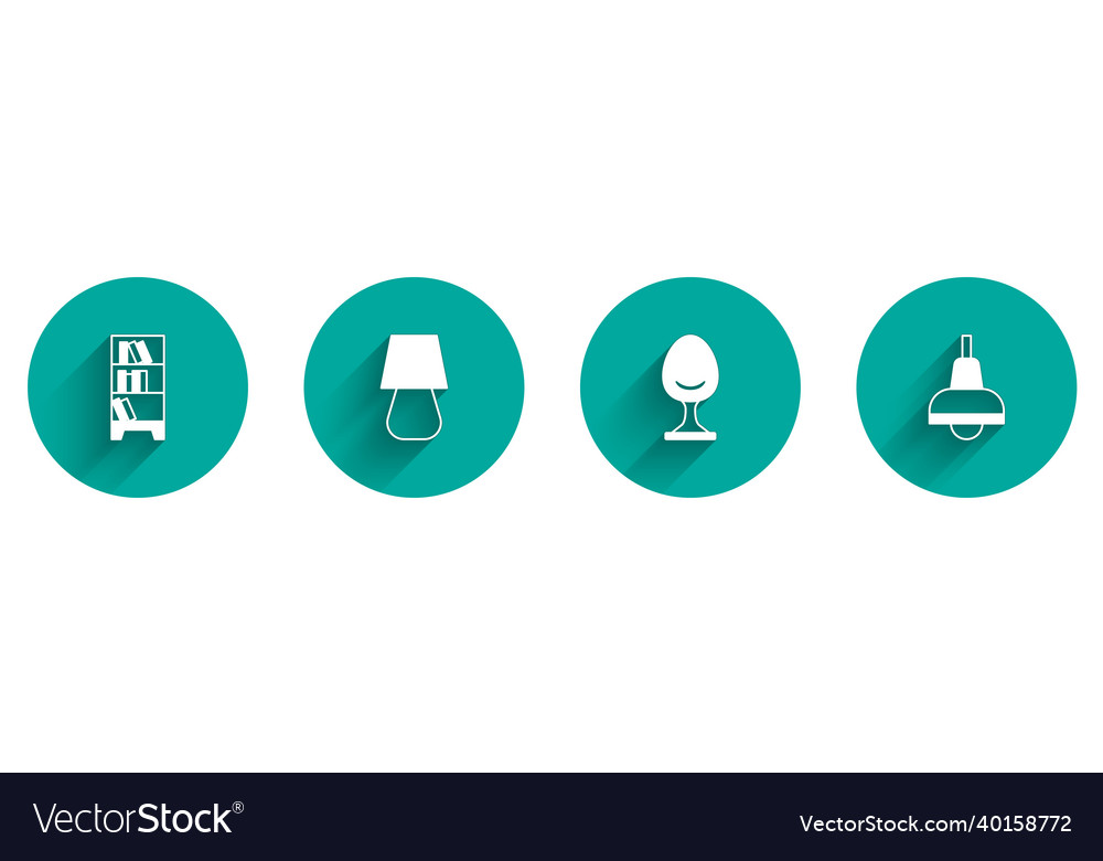 Set library bookshelf table lamp armchair vector image Set library bookshelf table lamp armchair
