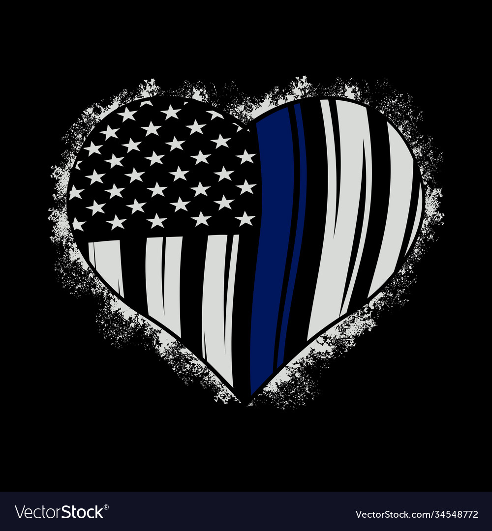 Thin blue line - love us police flag usa Vector Image