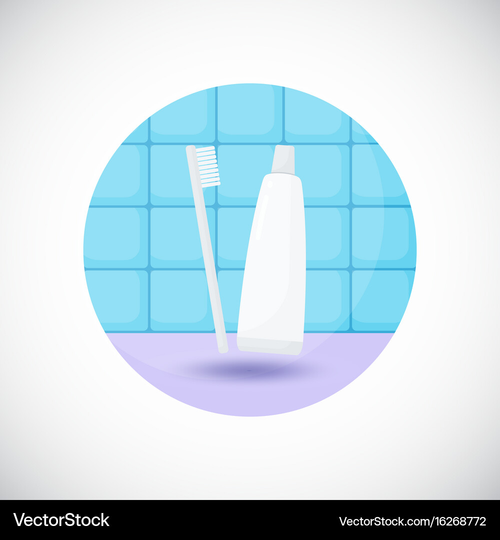 Toothbrush and paste flat icon Royalty Free Vector Image