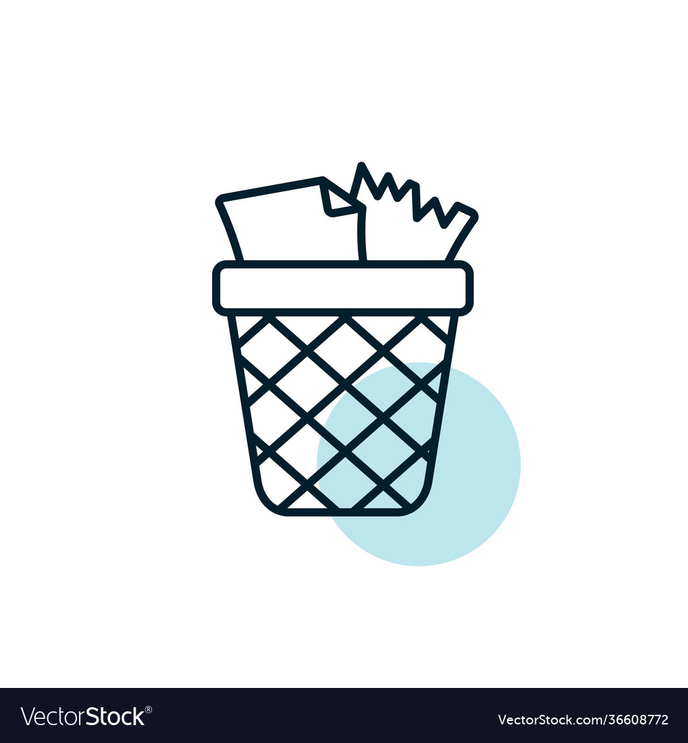 Wastebasket outline icon workspace sign Royalty Free Vector
