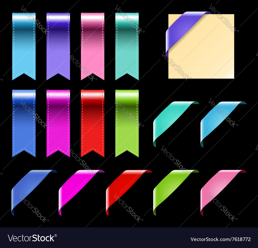 Web ribbons set with gradient isolated on black