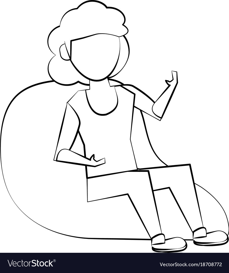 Young woman sitting on bean bag Royalty Free Vector Image