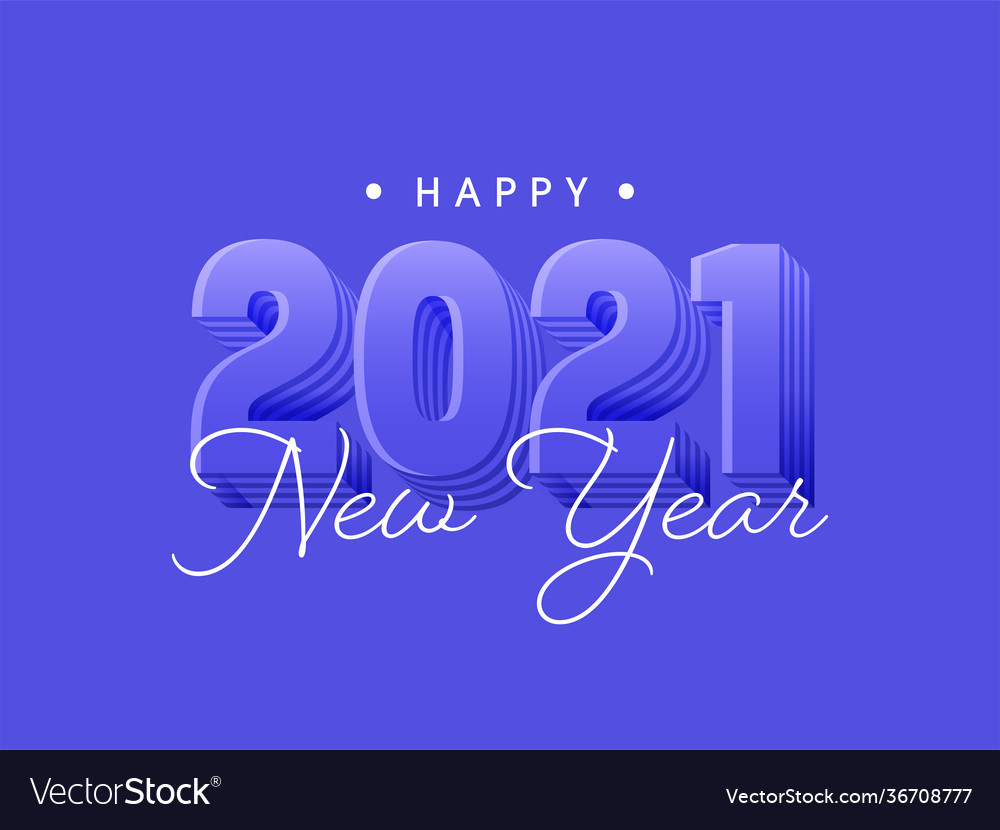 2021 number in 3d layered style on blue