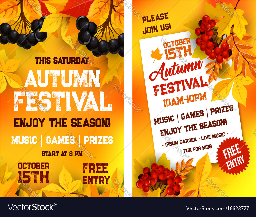 Autumn festival poster of leaf fall Royalty Free Vector